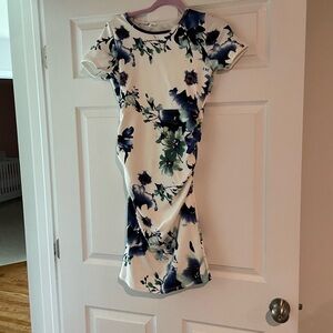 Maternity blue watercolor fitted dress